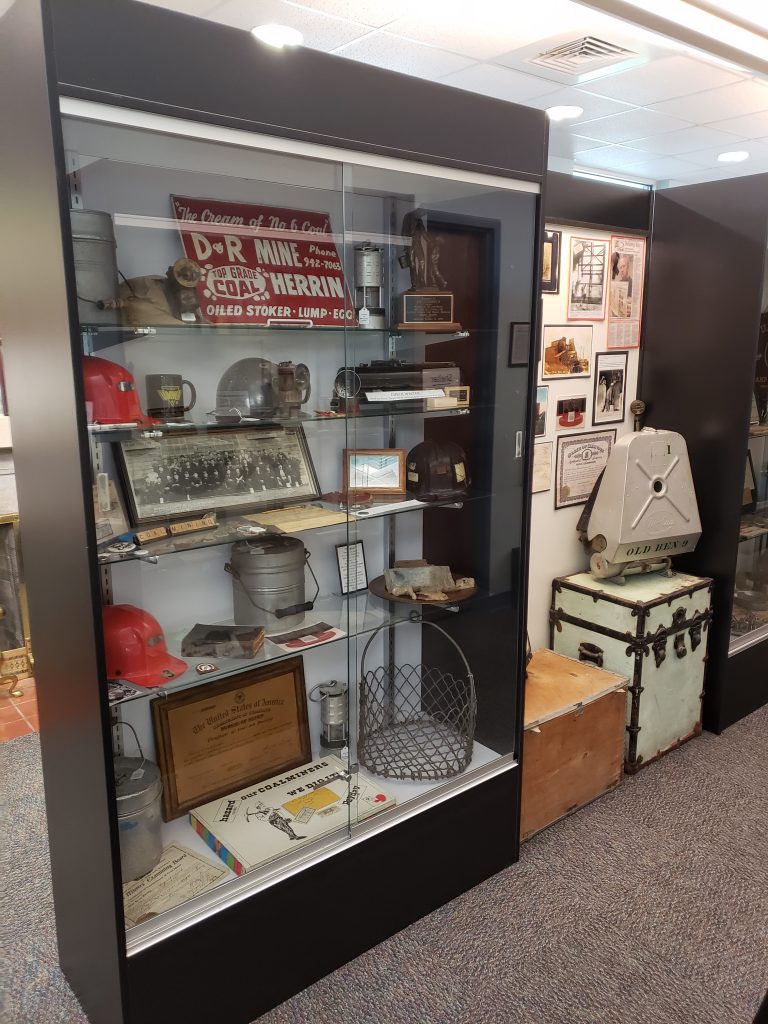 New cases in the Herrin HIstory Room Museum area of the library.